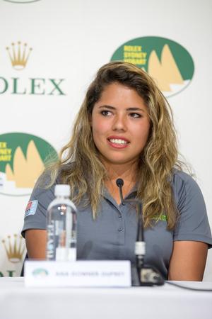 Ana Downer-Duprey, crew member of Clipper group 2015 Rolex Sydney to Hobart press conference with the international participants - Sydney photo copyright Andrea Francolini taken at  and featuring the  class