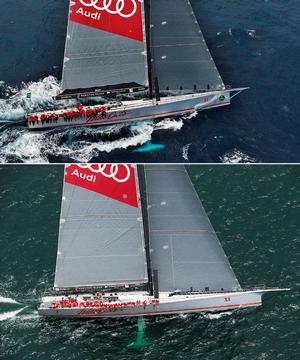 Sydney Hobart Wild Oats XI Before and After her nose job - Rolex Sydney to Hobart Race photo copyright Andrea Francolini taken at  and featuring the  class