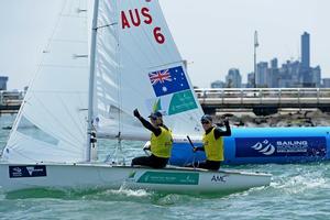 Conway brothers rejoice in their undefeated regatta - 2015 ISAF Sailing World Cup Melbourne photo copyright Jeff Crow/ Sport the Library http://www.sportlibrary.com.au taken at  and featuring the  class