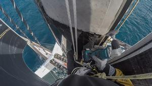 Antoine, Seb, François and Loïc take turns to repair it more quickly. photo copyright Yann Riou / Spindrift racing taken at  and featuring the  class