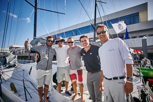 Gonzalo Botin's Spanish team on Tales II with José Juan Calero from Caleros Marinas in Marina Lanzarote before the start photo copyright RORC / James Mitchell taken at  and featuring the  class