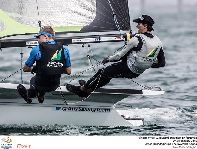 David Gilmour (WA) and Lewis Brake (QLD) - 2016 ISAF Sailing World Cup - Miami ©  Jesus Renedo / Sailing Energy http://www.sailingenergy.com/