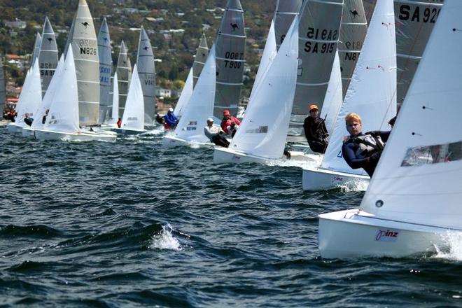 Start of the first race of the Sharpie nationals © Angus Calvert