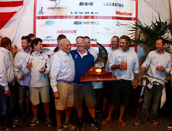 The Belle Mente team take the stage for the Boat of the Week Trophy © Max Ranchi, Quantum Key West