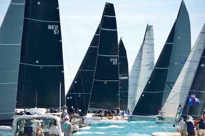 Crowded start at Quantum Key West 2015 © Dobbs Davis