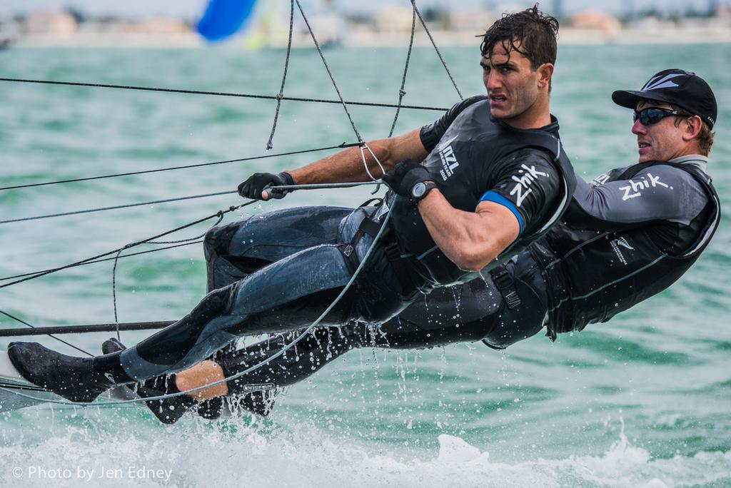 Blair Tuke and Peter Burling, Day 1, 2016 49er Worlds, Florida © Jen Edney / EdneyAP