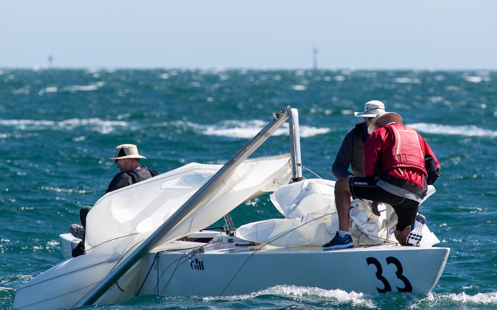 Encore was in the lead before some bad luck and a decent mess to clean up. - 2016 Etchells Australian Championship © Kylie Wilson Positive Image - copyright http://www.positiveimage.com.au/etchells