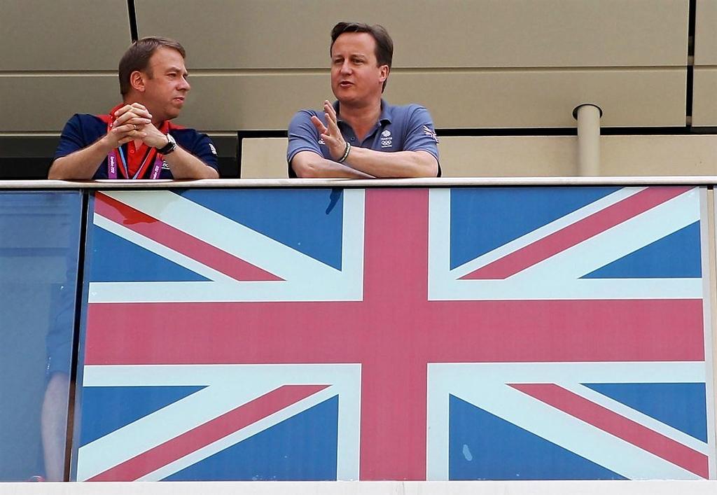 Andy Hunt, former CEO of the British Olympic Association now CEO of World Sailing with British Prime Minister, David Cameron - Image: insidethegames.biz photo copyright SW taken at  and featuring the  class