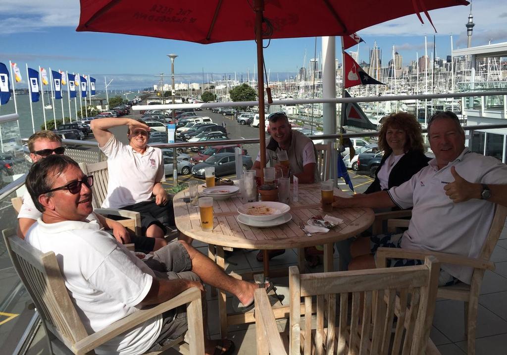 Tom_Macky_Sean Wallis crew enjoy a well earned beer at the end of the regatta © Tom Macky