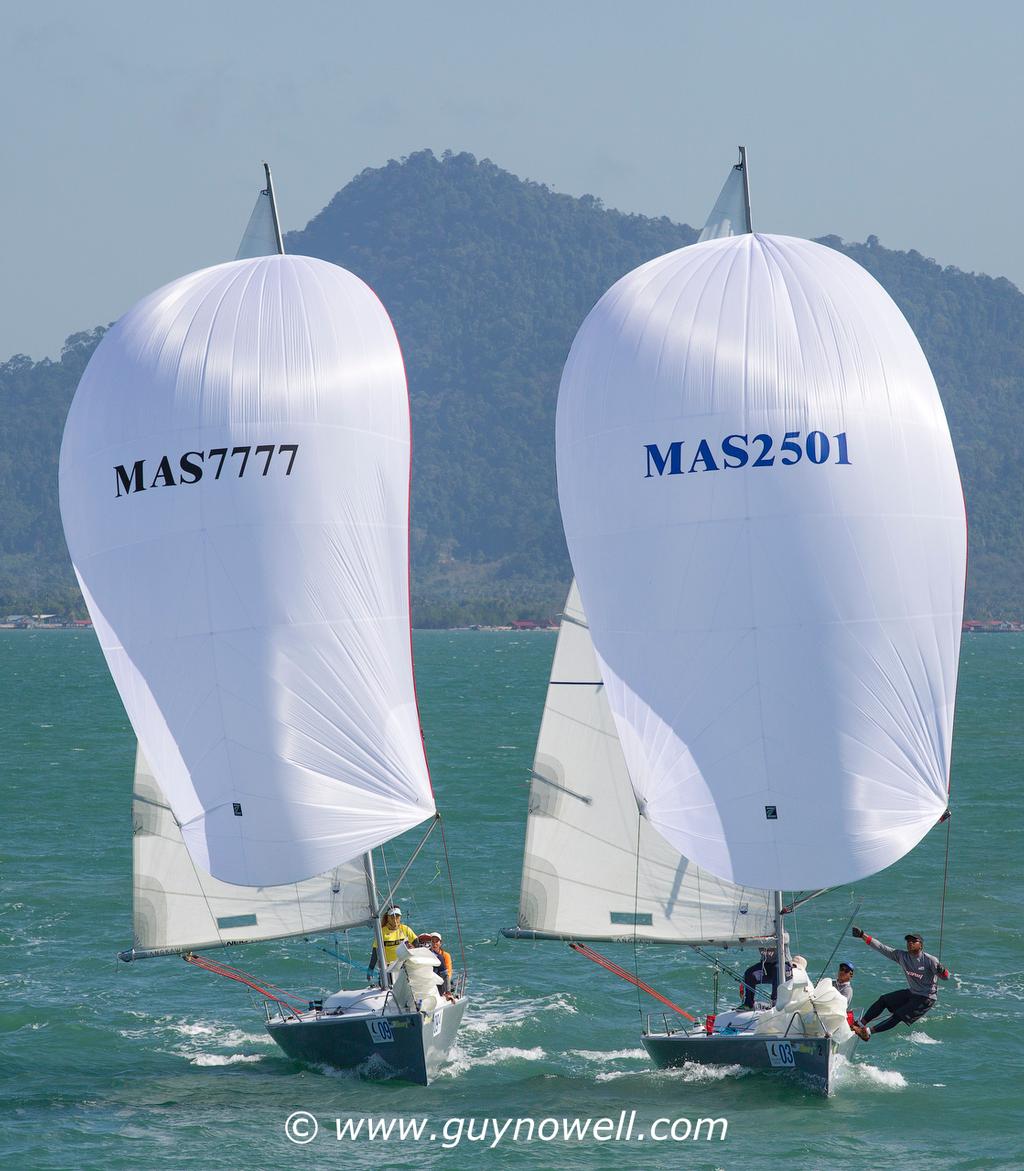Every inch at the finish (7777 won this one). Royal Langkawi International Regatta 2015. © Guy Nowell http://www.guynowell.com