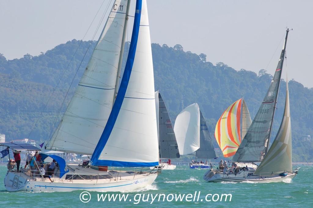 Delete leads Lady Bubbly upwind. Royal Langkawi International Regatta 2016. photo copyright Guy Nowell http://www.guynowell.com taken at  and featuring the  class