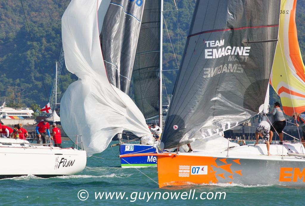 Traffic at the leeward mark. Fujin, MegaZip, Emagine. Royal Langkawi International Regatta 2016. photo copyright Guy Nowell http://www.guynowell.com taken at  and featuring the  class