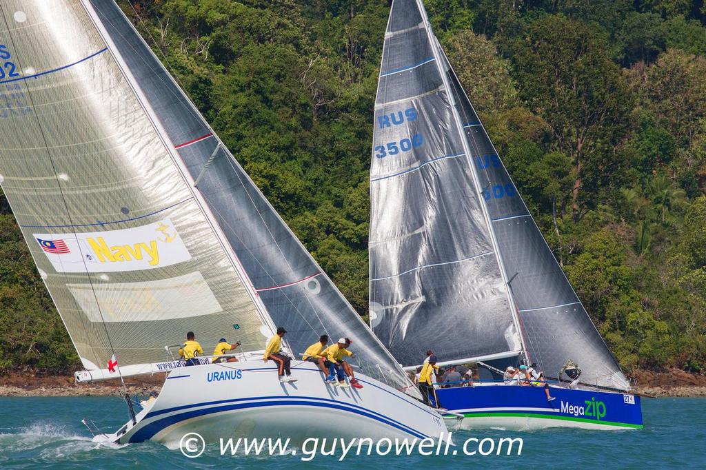 Uranus avoids an OCS. Royal Langkawi International Regatta 2016. photo copyright Guy Nowell http://www.guynowell.com taken at  and featuring the  class