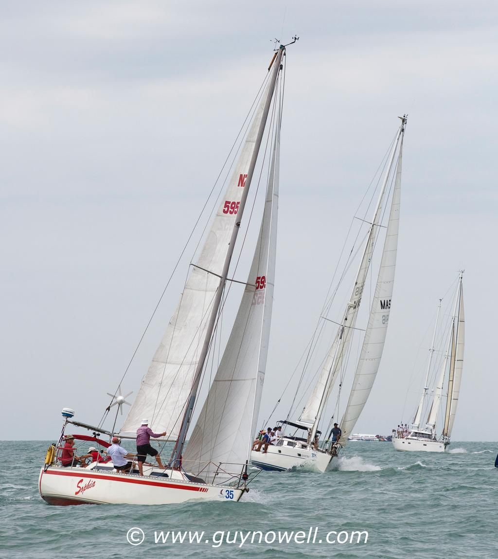 Cruiser lineup: Sophia, Chantique, Indulgence.Royal Langkawi International Regatta 2016. © Guy Nowell http://www.guynowell.com