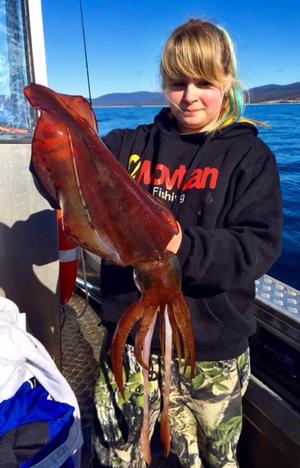 Clea Hallam with a Swansea  calamari. photo copyright Carl Hyland taken at  and featuring the  class