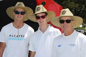 Alcatel One Touch team, from lft is Sam Ellis, Thomas Quigley and Stephen Quigley photo copyright Frank Quealey taken at  and featuring the  class