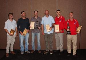 2016 Australian Flying 15 Championship - Australian Flying Fifteen Championship January 2016. First Three Placegetters. L to R. R Malpas, C Davidson, A Reed, M Owen, S Claringbold, J Hanrahan photo copyright CYC Media taken at  and featuring the  class