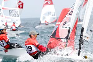 Joshua Cain (U13 - AUS/NSW) rounds the weather mark. - 2015 Bic O'pen World Cup photo copyright  Alex McKinnon Photography http://www.alexmckinnonphotography.com taken at  and featuring the  class