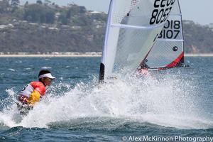 Kaito Kudo (U16 - JPN) gets his boat wound up. - 2015 Bic O'pen World Cup photo copyright  Alex McKinnon Photography http://www.alexmckinnonphotography.com taken at  and featuring the  class