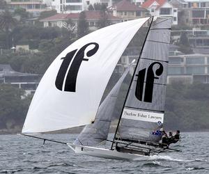 Thurlow Fisher's crew look comfortable as they race up the harbour in a strong southerly photo copyright Frank Quealey taken at  and featuring the  class