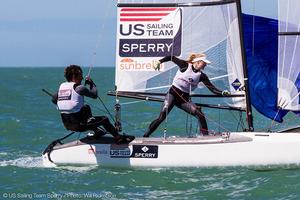 Bora Gulari (Detroit, Mich.) and Louisa Chafee (Warwick, R.I.), Nacra 17, 2016 U.S. Olympic Sailing Team photo copyright Will Ricketson taken at  and featuring the  class