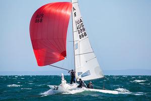 Yandoo XX gybed and gybed on the way downhill to maximise their position. - 2016 Etchells Australian Championship photo copyright  John Curnow taken at  and featuring the  class