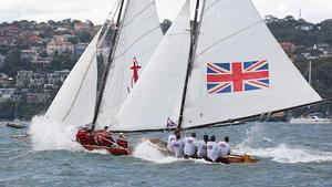 Yendys and Australia IV battling it out for second and third Historical 18’s Australian Championship - Sydney, January 2016 photo copyright Michael Chittenden  taken at  and featuring the  class