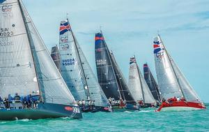 Bobsled (to windward) had good starts and won two bullets in the C&C 30's today - 2016 Quantum Key West Race Week photo copyright Sara Proctor taken at  and featuring the  class
