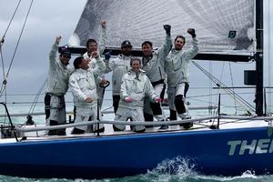 The Themis team celebrates victory in the C&C 30 Class photo copyright Max Ranchi, Quantum Key West taken at  and featuring the  class
