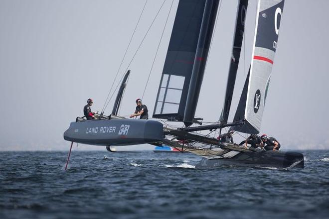 Land Rover BAR racing in Muscat - race day one - 2016 Louis Vuitton America’s Cup World Series © Lloyd Images