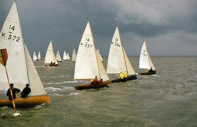 Start of race at POW Lowestoft 1953. K572 Firetail Good News, K597 Windrush, K394 Fafnir and K583 Windsprite © boatswainbooks.uk