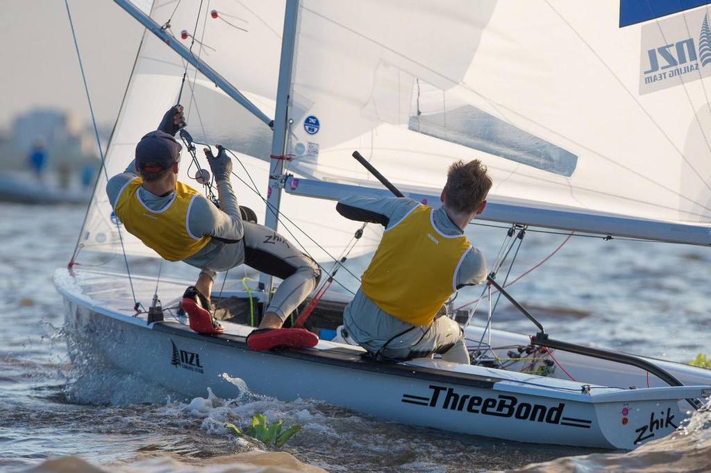 Paul Snow-Hansen and Dan Willcox (NZL) on Day 2 of the 2016 470 Worlds in Argentina © Matias Capizzano http://www.capizzano.com