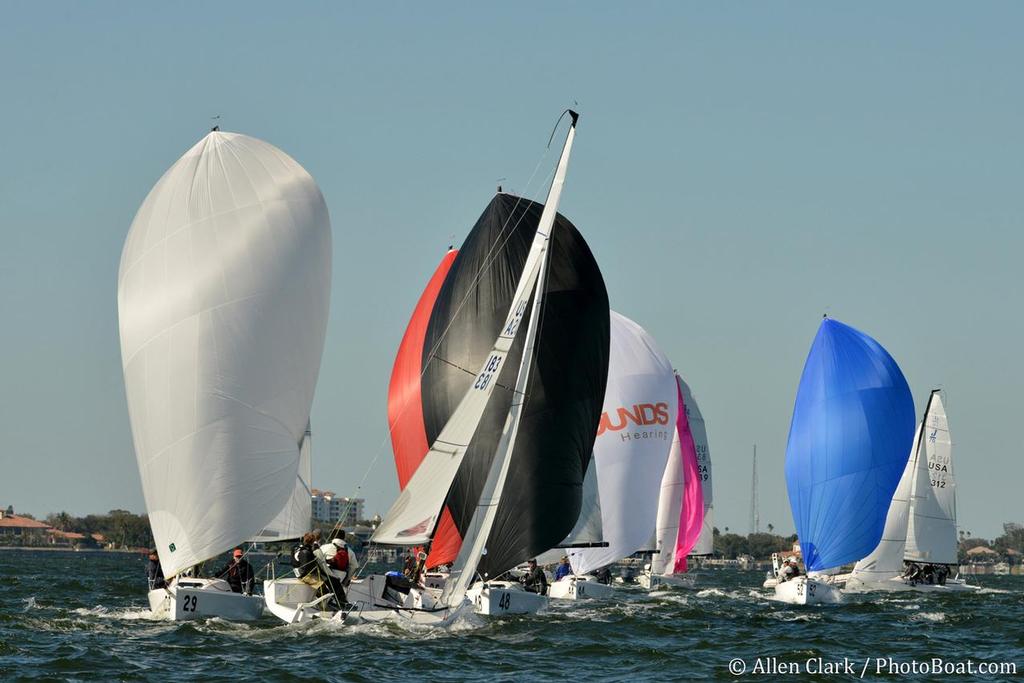 Allen_Clark_J/70 fleet enjoying a 15 knot northerly on Tampa Bay. photo copyright Allen Clark http://www.photoboat.com taken at  and featuring the  class