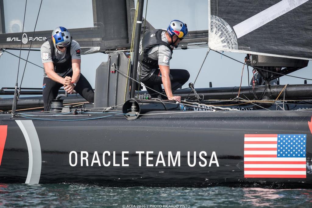 Oracle Team USA had a mixed day but finished second on the points table after Day 1 in Oman © ACEA / Ricardo Pinto http://photo.americascup.com/