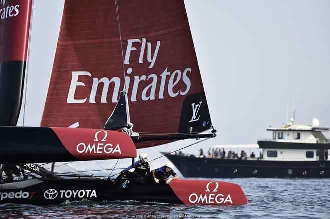 Emirates Team NZ holds their lead after the America’s Cup World Series, Muscat. © SW