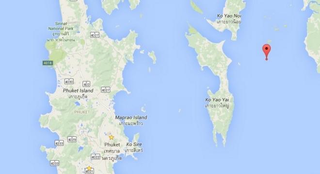 The island where the incident happened is to the east of Koh Yao Yai © Google Maps