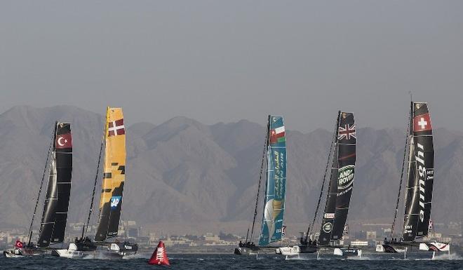 Fleet in action - 2016 Extreme Sailing Series © Lloyd Images