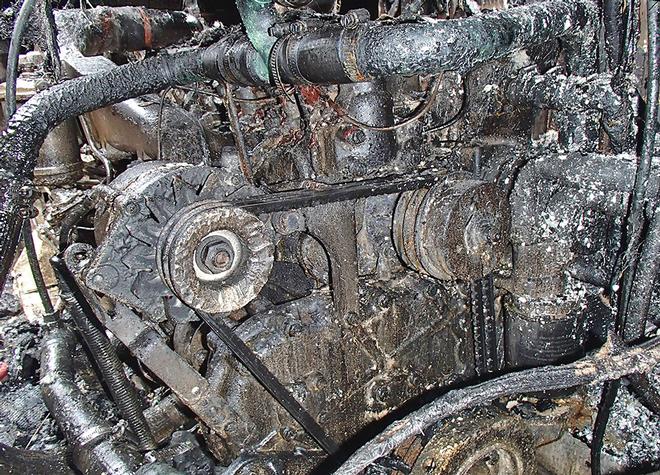 The main engine, or most of it… funny how the fan belts survived. © Event Media