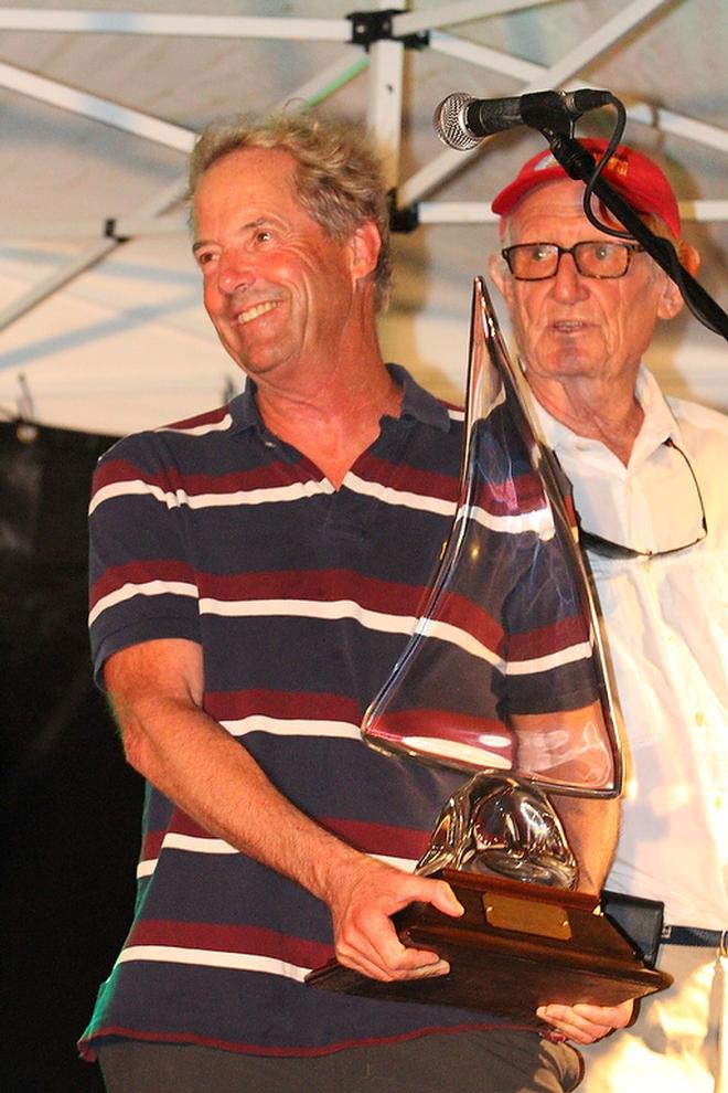 Steve Benjamin gets Spookie's name on perpetual 'Wing & Prayer' Trophy for fastest elapsed time Round the Rocks in 2 hours, 22 minutes and 36 seconds on the 21-mile clockwise circumnavigation of St. John. Credit: Ingrid Abery,  - St. Thomas International Regatta © Ingrid Abery http://www.ingridabery.com