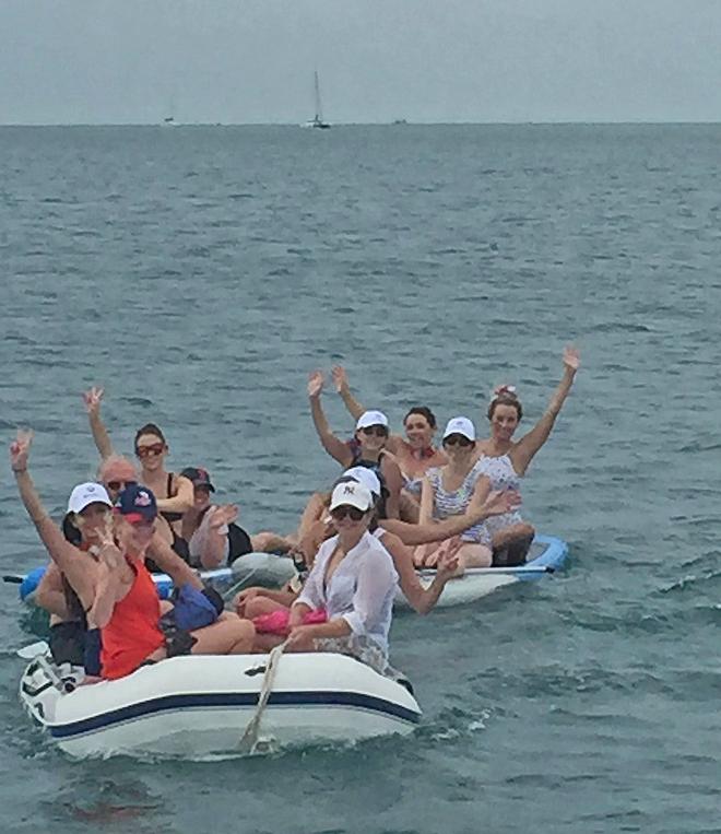 Solution to only having a small tender? Tow the rest on stand up paddle boards… - Brisbane to Keppel Tropical Yacht Race © RQYS . http:www.rqys.com.au