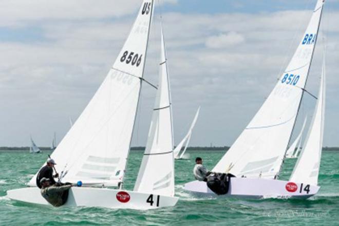 Star Class 8506-Cayard and 8510-Grael sailing at Bacardi Miami Sailing Week. &copy;  Cory Silken