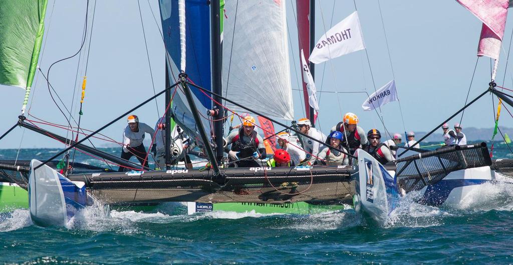 Rush hour at the leeward mark.  WMRT Fremantle 2016 © Guy Nowell http://www.guynowell.com