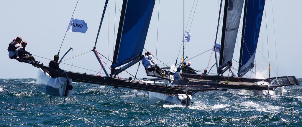 Working upwind in the Fremantle chop. WMRT Fremantle 2016 © Guy Nowell http://www.guynowell.com