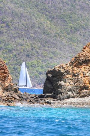 Rye, NY-based Robert Alexander's Gunboat 60, Fault Tolerant, is framed by islands off St. John in the Round the Rocks Race. Credit: Ingrid Abery - St. Thomas International Regatta photo copyright Ingrid Abery http://www.ingridabery.com taken at  and featuring the  class