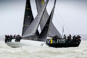 Tacking duel between Peter Morton's Carkeek 40 Mk3 Girls on Film  and Sir Keith Mills' Ker 40+ Invictus photo copyright RORC/Paul Wyeth/pwpictures.com taken at  and featuring the  class