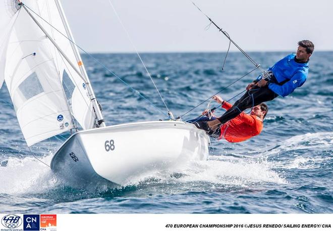  - Day 1, 2016 470 European Championship, Bay of Palma, Mallorca, Spain ©  Jesus Renedo / Sailing Energy http://www.sailingenergy.com/