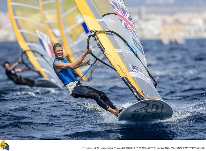 RS:X windsurfer Tom Squires in action ©  Jesus Renedo / Sailing Energy http://www.sailingenergy.com/