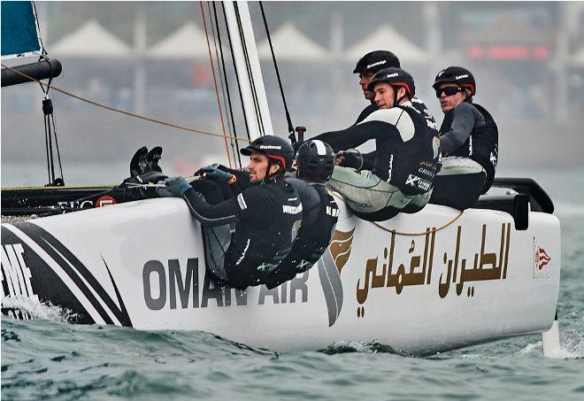 A shot of the Oman Air crew in action in Act two, Qingdao, skippered by Morgan Larson. &copy; Aitor Alcalde Colomer