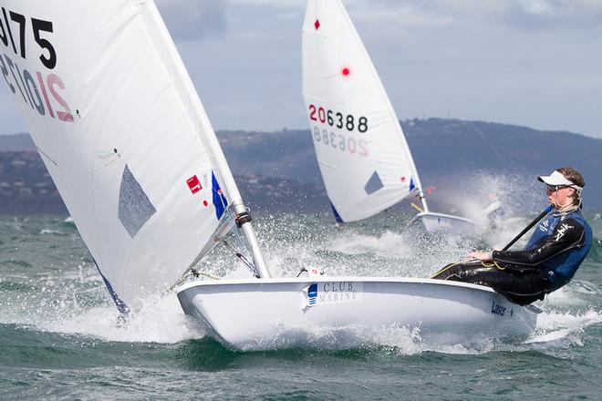 Hamish Fleetwood in front and Casey Imeneo light up their Laser Radials. - Victorian Junior and Youth Championships ©  Alex McKinnon Photography http://www.alexmckinnonphotography.com