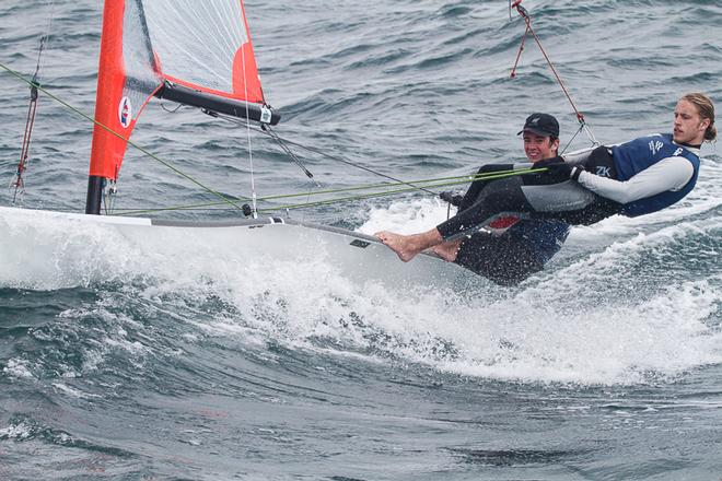 Josh Galland and Leroy Addison from Chelsea YC who won the 29er Class. - Victorian Junior and Youth Championships ©  Alex McKinnon Photography http://www.alexmckinnonphotography.com